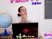 Peruana culona se la chupa a su profesor para satisfacer su coño cachondo. 5/16