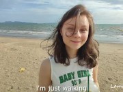 Hooking Up At The Beach - Cutie Makes Him Cum THREE TIMES ! 1/16
