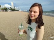 Hooking Up At The Beach - Cutie Makes Him Cum THREE TIMES ! 2/16