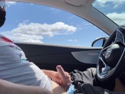 Sexy stranger sucks dick in a car in a public parking lot! 4/16