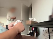 My mom caught my husband jerking and watching porn. She wanted to watch how he cum. 16/16