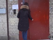 DEBT4k. Debt collector pulls out boner to sex black-haired debtor 2/16