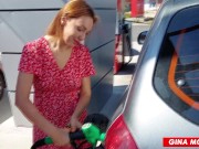 STEPMOM FUCKS PUSSY WITH A BIG CUCUMBER IN CAR FRONT OF STEPSON 1/16