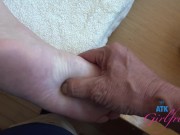 Behind the scenes kicking it with Macy Meadows drive and touching her feet and pussy 14/16