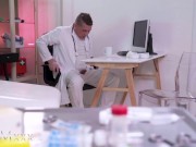 MOMxxx Big boobs European cougar fast hard fuck at the hospital in sexy school uniform 1/16