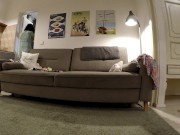 Sexy and horny petite skinny girl in a short summer dress shows legs and her panties but she also goes no panties and without 7/16