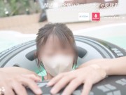 プールでビチョ濡れおまんこずらし生挿入　水着からはみ出る豊満おっぱいに大量ぶっかけ　日本人　カップル　立ちバック　主観　おっぱい　スタイル抜群　美女　ハメ撮り　個人撮影　手コキ　無修正 11/16