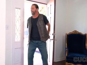 CUCK4K. Long-haired guy fucks hairy pussy of his old friend and gets caught 2/16