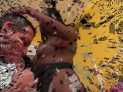 Hot Ebony Pegging Beauty strapon slave 1/16