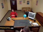 Step Mom In Sexy Lingerie Tiffany Fox Gags On Principal's Fat Cock In His Office - Perv Principal 7/16