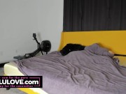 Behind the scenes live cam show babe gives hubby blowjob until cumshot squirts right up her nostril during facial - Lelu Love 11/16