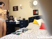 I filmed my hot stepsister in her bedroom changing into different outfits 15/16