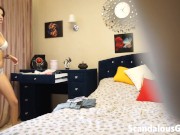 I filmed my hot stepsister in her bedroom changing into different outfits 9/16