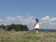 No Panties No Bra Girls Play Outdoors in the Wild to show Boobs and Pussy on a Summer Day 11/16