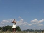 No Panties No Bra Girls Play Outdoors in the Wild to show Boobs and Pussy on a Summer Day 15/16