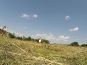 No Panties No Bra Girls Play Outdoors in the Wild to show Boobs and Pussy on a Summer Day 4/16