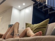 Sexy and hot girlfriend is wearing a small thong underwear which is not covering her tight pussy at all 4/16