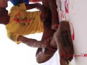 Luke and Patrick worship feet together before tugging cocks 14/16