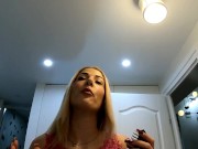 Sexy and horny tight pussy girl in her pink dresss prepares for the night club 4/16