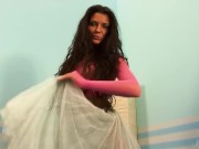 Arousing Slim Brunette Isabella Dances with Her Boobs Out! 2/16