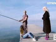 MILFs Frida & Georgie Love Sex On The Beach With One Cock - LATINA MILF 1/16